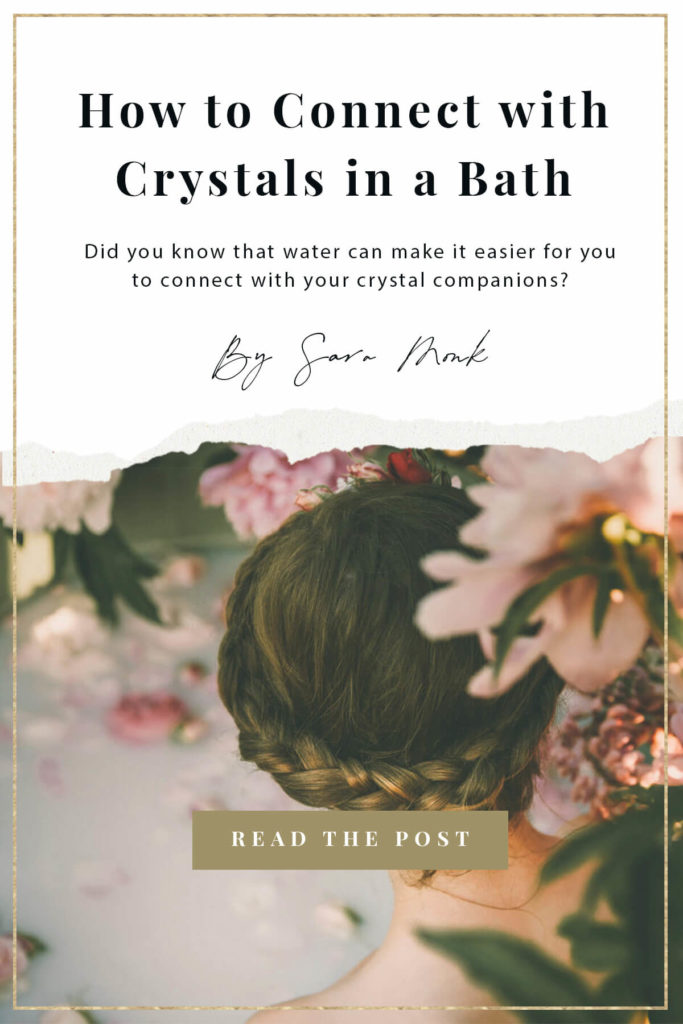 Did you know that water can make it easier for you to connect with your crystal companions? It's true, bathing with crystals is an additional way you can benefit from their healing properties. Inside this post, learn how you can connect with crystals in a bath. #crystalhealing #crystalsandstones  #consciousliving #energyhealing #crystalbath #watersafecrystals